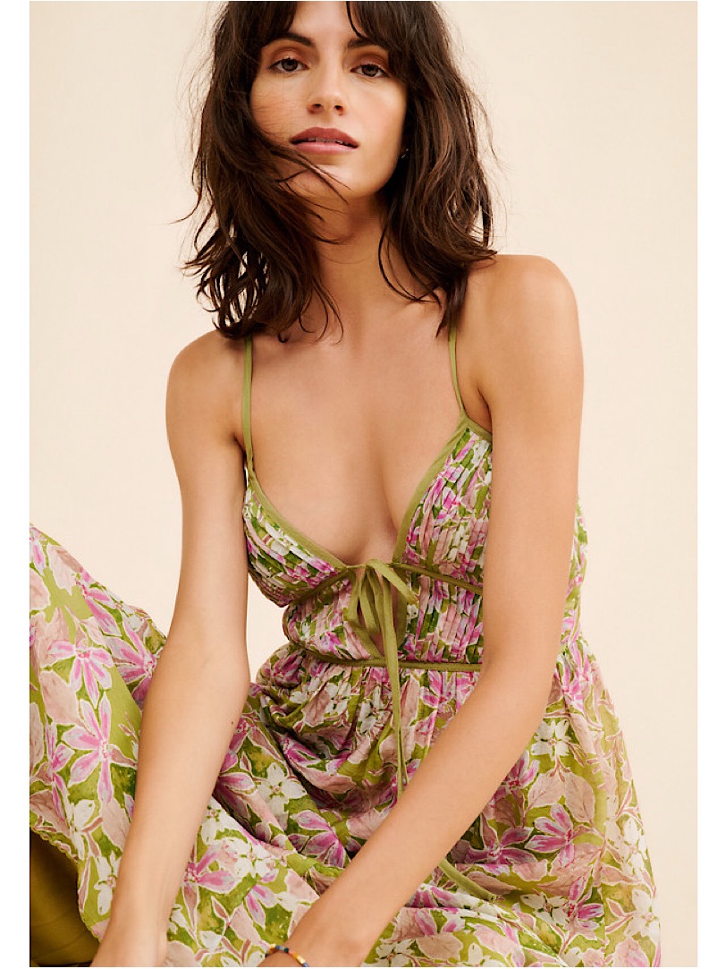 Nwt! En Saison Green And Pink Floral Maxi Dress